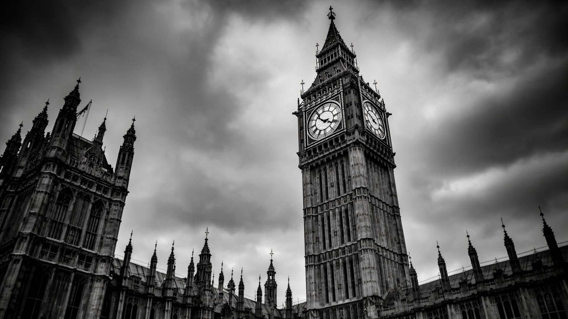 Big Ben and the Houses of Parliament, London, black and white