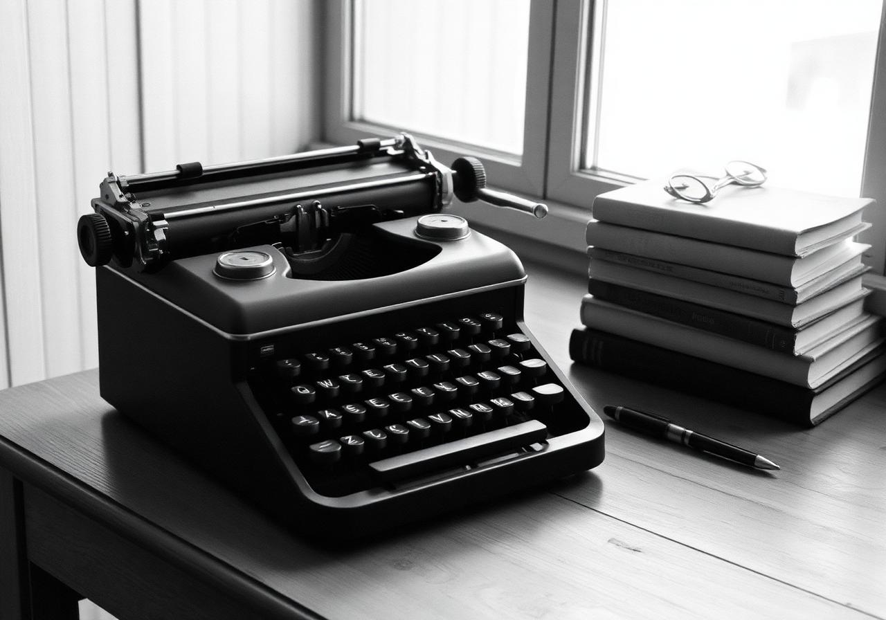 Vintage typewriter on a writer's desk